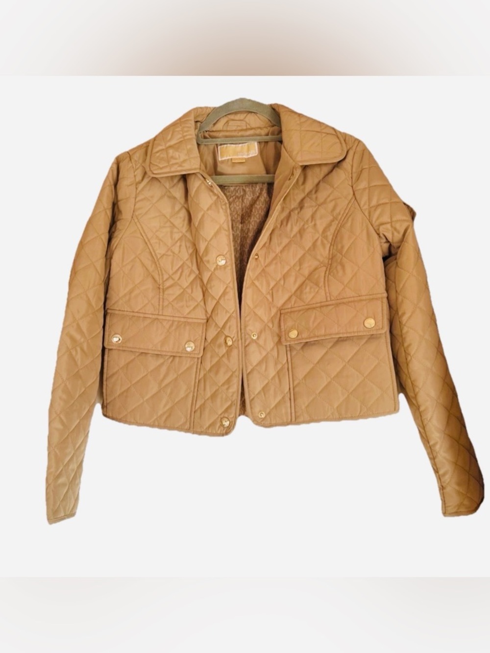 Michael Kors Beige Diamond Quilted Snap-Front  Jacket size S NWT